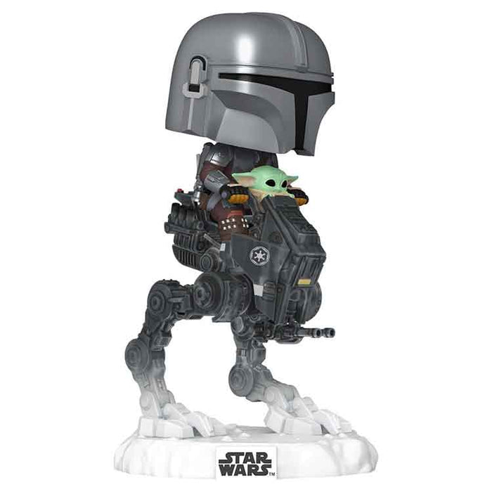 Funko Star Wars: The Mandalorian and Grogu POP! Rides Deluxe Vinyl Bobblehead Figure The Mandalorian with Grogu in Imperial Remnant AT-RT