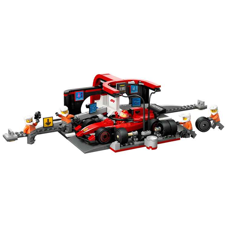LEGO 60443 F1 Pit Stop & Pit Crew with Ferrari Car